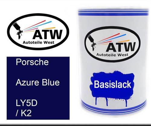 Porsche, Azure Blue, LY5D / K2: 500ml Lackdose, von ATW Autoteile West.